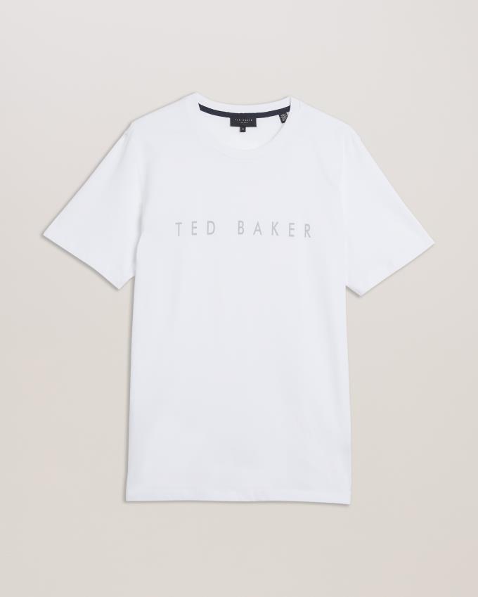 T-Shirt Ted Baker Short Sleeve Branded Blanche Homme | ALT-35656429